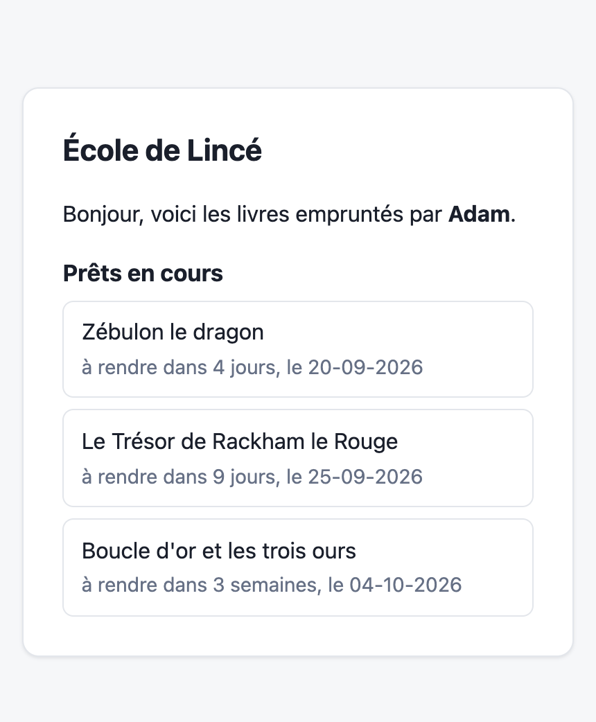 Le lien de suivi, sur un téléphone
